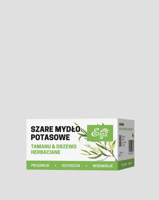 Naturalne szare mydło z olejem tamanu i olejkiem z drzewa herbacianego Etja