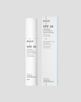 Krem nawilżający z filtrem mineralnym SPF 30 kwasem hialuronowym i prowitaminą B5 BIOUP