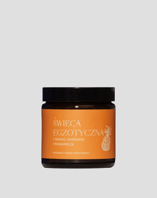 Mglife exotic handmade rapeseed candle with the scent of mango, pineapple, and orange