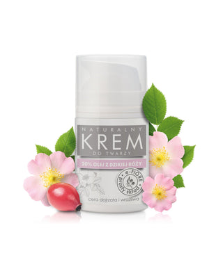 Natural face cream with wild rose to rejuvenate and improve skin firmness E-Fiore