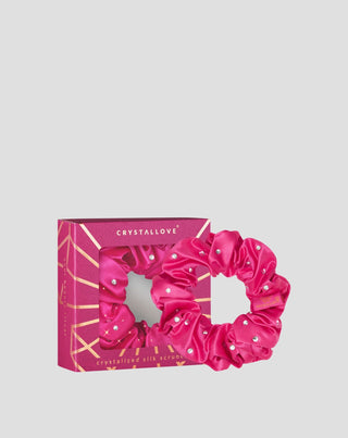 Silk hair tie with crystals – hot pink Crystallove - 1