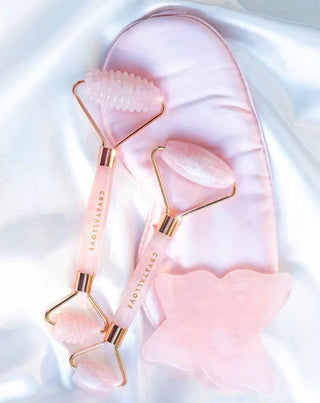 Rose Quartz Roller Facial Massager Stone of Love Crystallove - 2