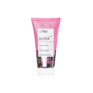 Colorizing mask to give pink highlights to blonde hair with vegan keratin so!flow