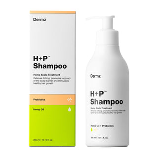 Hemp shampoo with probiotics to combat itchy and flaky scalp H+P Dermz