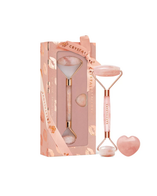 Rose Quartz Stone Face Massager of Love Selflove Set Crystallove