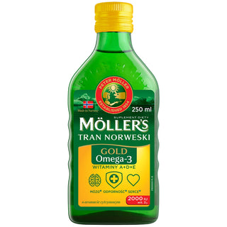 Gold Moller's Norwegian Tranium with lemon flavor with 2000 IU of vitamin D3