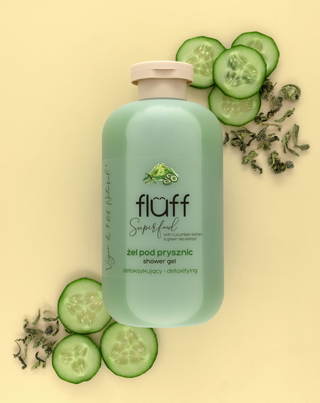 Fluff green tea and cucumber cleansing skin toning shower gel