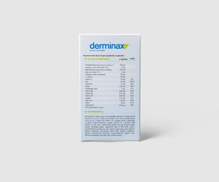 Derminax tablets with zinc and vitamins C, E and B2 for acne, blemishes and imperfections