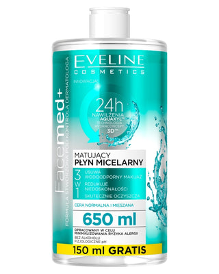 Mattifying 3-in-1 Micellar Water for Waterproof Makeup Removal Facemed Eveline