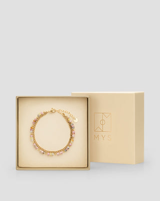 Gold-plated stainless steel bracelet with pink and lemon jade Mys
