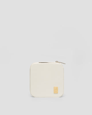 Small jewelry box with compartments, rollers and hooks, cream Mys