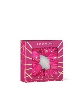 Crystal-Infused Silk Hair Tie – Hot Pink Crystallove - 4
