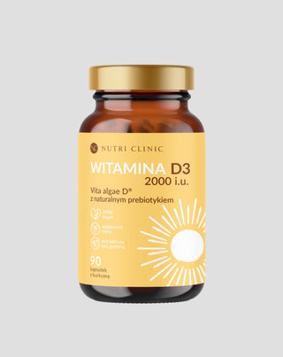 Naturalna Witamina D3 z Alg z naturalnym prebiotykiem i kurkumą Nutri Clinic 90 kapsułek - 1
