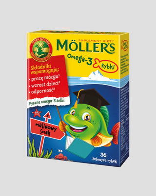 Dietary supplement with omega-3 fatty acids raspberry flavored fish Moller's 36 jelly beans - 1