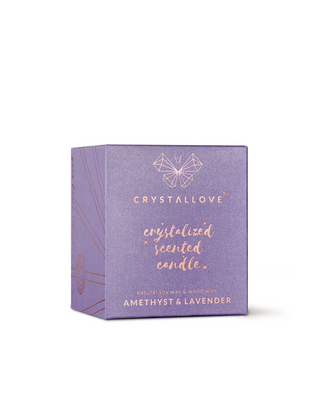 Soy Candle with Amethyst and Lavender in Glass Container Crystallove - 3