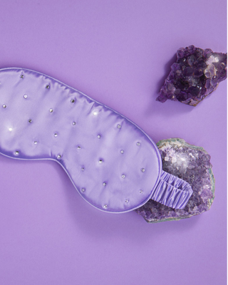 Silk Eye Mask for Sleep Adorned with Crystals – Lilac Crystallove - 3