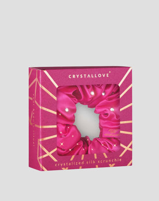 Silk hair tie with crystals – hot pink Crystallove_4 - 4
