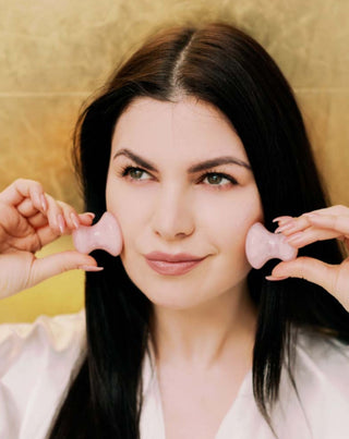 Natural Rose Quartz Face Massage Mushroom Crystallove