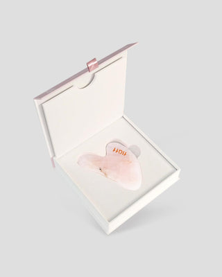 Rose Quartz Gua Sha Facial Massage Stone, Reducing Swelling and Firming Fluff - 1