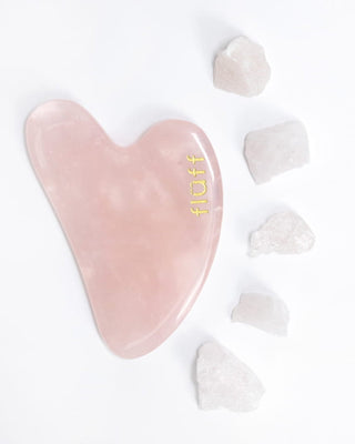 Rose Quartz Gua Sha Facial Massage Stone, Reducing Swelling and Firming Fluff - 2