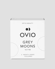 Ash grey zero power monthly coloured contact lenses Grey Moons No. 1 Ovio