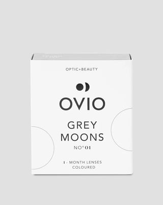 Ash grey zero power monthly coloured contact lenses Grey Moons No. 1 Ovio