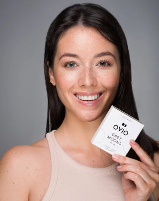 Ash grey zero power monthly coloured contact lenses Grey Moons No. 1 Ovio