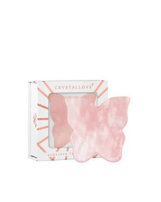 Butterfly Facial Gua Sha Massage Stone with Pink Quartz Crystallove - 1