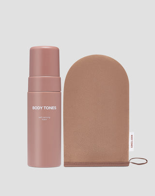 Body Tones Self-Tanning Foam for All Skin Tones + Application Mitt Set - 1