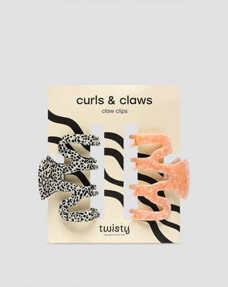 Set of large hair clips - pink and marbled Twisty 2 pcs - 1