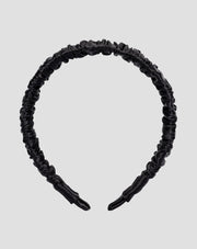 Silk hairband in 100% natural silk black Twisty