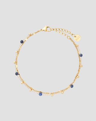 Gold-plated stainless steel bracelet with lapis lazuli Mys_3 - 1