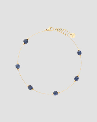 Gold plated stainless steel ankle bracelet with lapis lazuli Mys_3 - 1