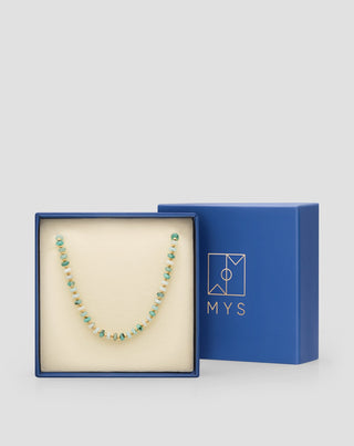Gold-plated eyeglass chain with African turquoise and amazonite Mys - 5