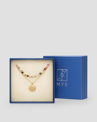 Gold plated stainless steel necklace with agate, maifan, jasper and aventurine Mys - 5