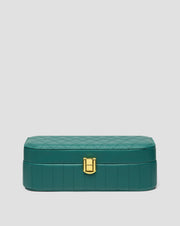 Large jewelry box with compartments, rollers and mirror, green Mys