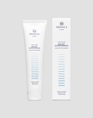 Face peeling for acne-prone skin with niacinamide, panthenol, BHA, and microbeads Anti-Acne Orphica Clinic 100 ml